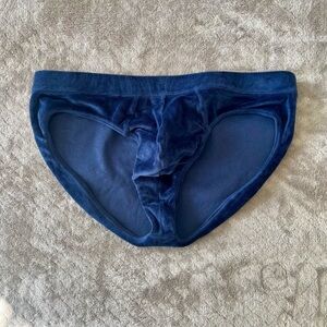 2xist Sliq Men's Hip Brief, Navy Blue, Large, Velvet